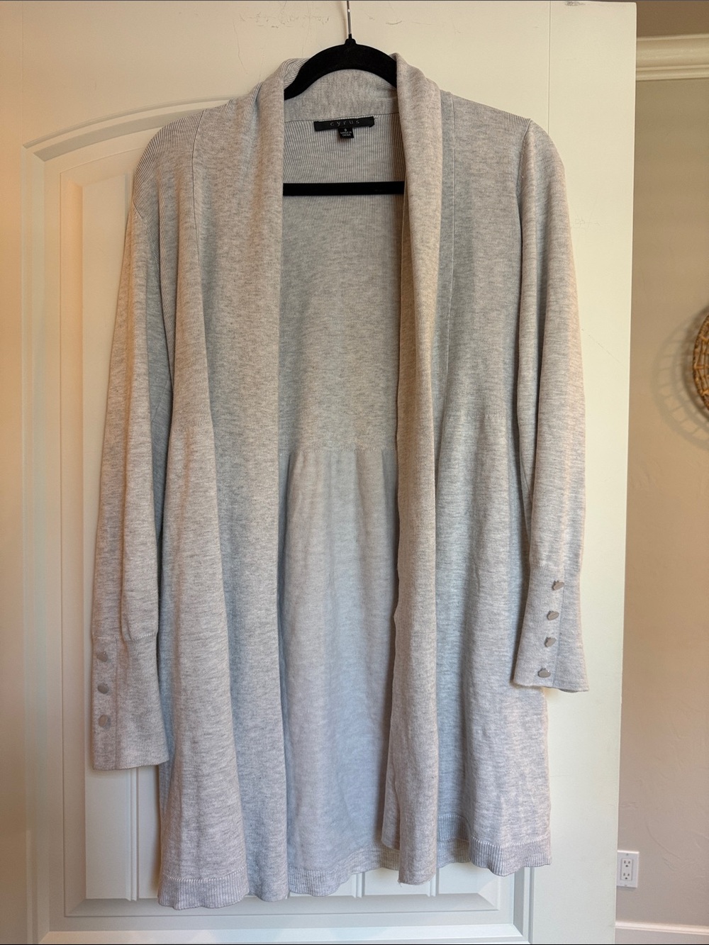 Cyrus Light Gray Open-Front Drape Cardigan